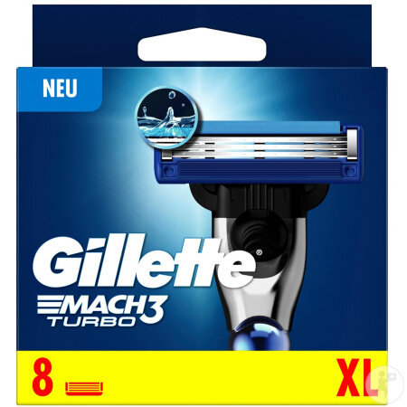 Gillette Mach3 Turbo Systemklingen 3D 8 Stück