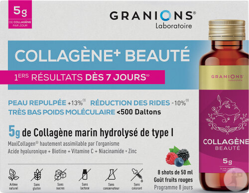 Granions Collagène+ Beauté Nahrungsergänzungsmittel Geschmack Rote Früchte Shots 8x50ml
