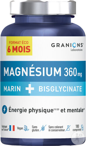 Granions Doppeltes Magnesium 360mg Eco Format 6 Monate 180 Tabletten