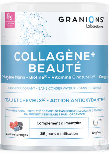 Granions Meereskollagen Schönheit Hyaluronsäure Biotin Vitamin C Pulver Rote Früchte 260g