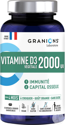 Granions Vitamin D3 2000IE 4 Monate Immunität Und Knochengesundheit Vegan 30 Kautabletten