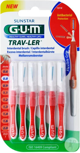 Gum Trav-Ler Interdentalbürsten 0,8mm Stück 6 (1314)