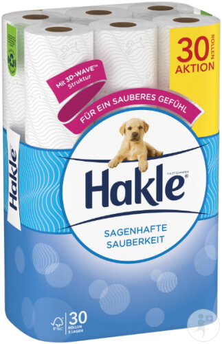 Hakle Sagenhafte Sauberkeit Toilettenpapier 3 Lagen 30 Stück