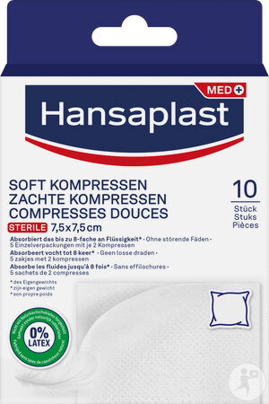 Hansaplast Soft Kompressen 7,5x7,5cm Steril 10 Stück