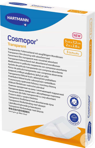 Hartmann Cosmopor Transparent Verband Mit Saugkissen 5x7,2cm 5 Stück