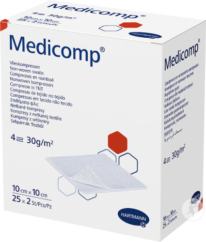Hartmann Medicomp Sterile Vliesstoffkompressen Mit 4 Falten 10x10cm Stück 25x2