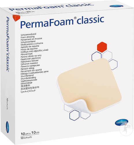 Hartmann Permafoam Classic Border Schaumverband 10x10cm Steril Stück 10