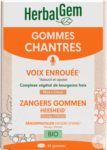 Herbalgem Bio-Gummibonbons Für Heisere Stimme 24 Stück