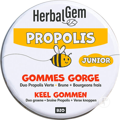 HerbalGem Propolis Junior Halsgummis Bio Schwarze Johannisbeere 45g