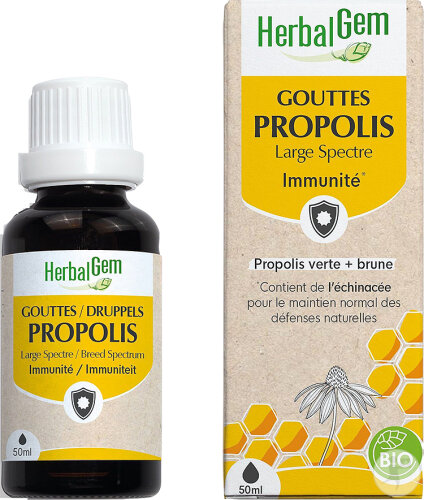 Herbalgem Propolis Konzentrat Breites Spektrum Hals Bio Immunität Flasche 50ml