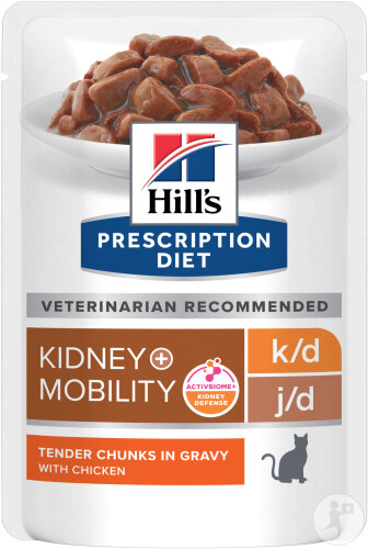 Hill's Prescription Diet k/d + Mobility Katzenfutter Mit Huhn Frischebeutel 12x85g