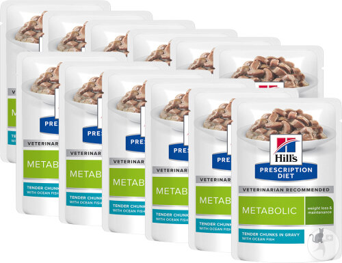 Hill's Prescription Diet Metabolic Katzenfutter Für Katzen Mit Meeresfisch Beutel 12x85g