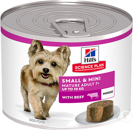 Hill's Science Plan Small And Mini Mature Adult 7+ Hundefutter Mit Rindfleisch Dose 12x200g