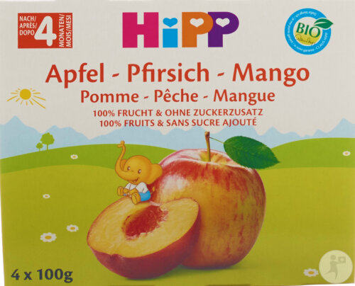 Hipp Fruchtpause Apfel Pfirsich Mango Babys Nach 4 Monaten 4x100g