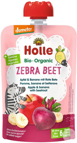 Holle Bio Zebra Beet Apfel Und Banane Mit Rote Bete Quetschbeutel 100g