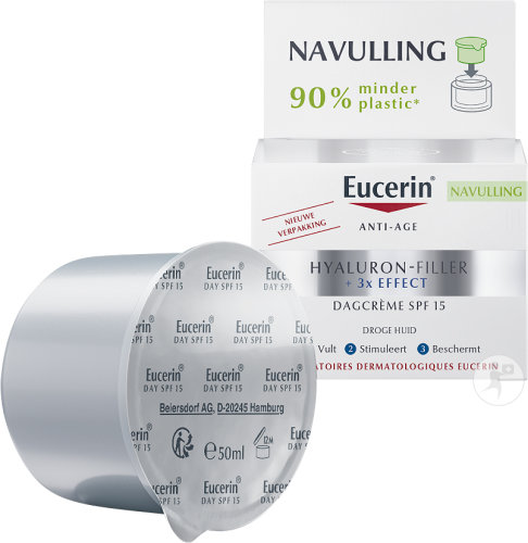 Eucerin Hyaluron-Filler + 3x Effect Anti-Age Tagescreme LSF15 Trockene Haut Nachfüllkapsel 50ml