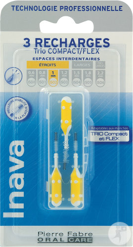 Inava Interdentalbürsten Trio Compact/Flex Schmal 1mm Iso 2 Gelb 3 Stück