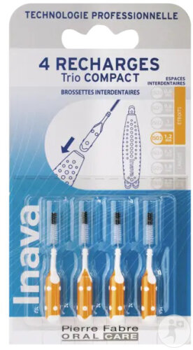 Inava Trio Compact Interdentalbürste Ersatzbürsten Orange ISO 3 1,2mm 4 Stück