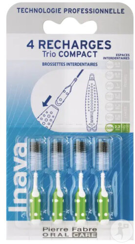 Inava Trio Compact Interdentalbürste Ersatzbürsten Grün ISO 6 2,2mm 4 Stück