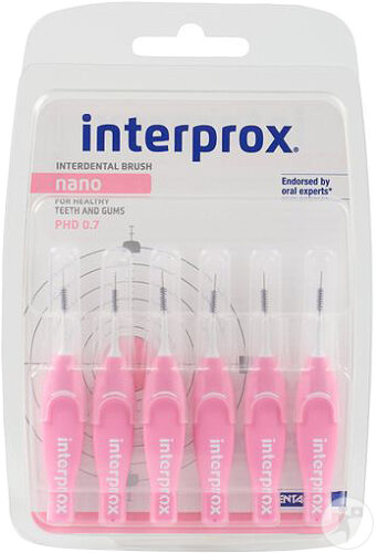 Interprox Premium Nano Interdentalbürsten 0,7mm Rosa 6 Stück 