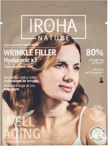 Iroha Anti-Aging Hyaluronic Tuchmaske Für Gesicht Und Hals 1 Stück