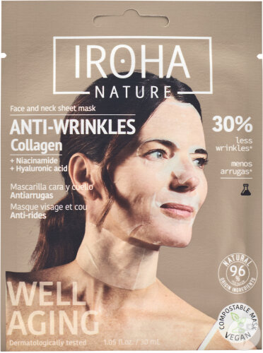 Iroha Tissue Mask Gesicht Und Hals Kollagen Anti-Aging 1 Stück