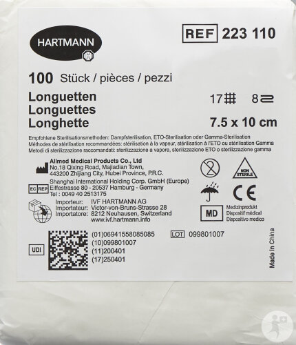 Ivf Longuetten Unsteril Typ 17 7,5x10cm 8 Fach Beutel 100 Stück