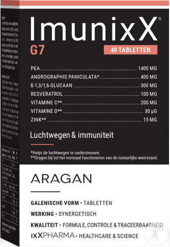 ixX Pharma ImunixX G7 Abwehrkräfte/Atemwege Imunoglukan/PEA/Kamcold/Zink 40 Tabletten