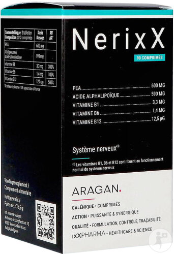 ixX Pharma NerixX Nervensystem PEA, Alpha-Liponsäure & Aktive Vitamine B 90 Tabletten