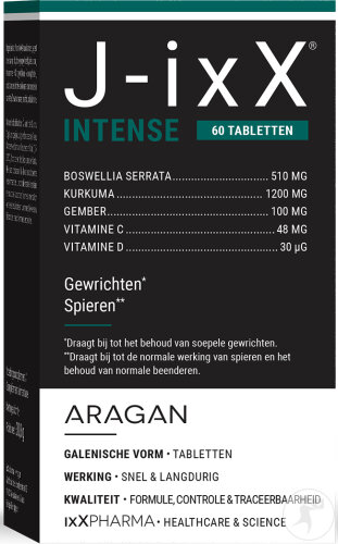 ixX Pharma J-ixX Intense Beweglichkeit/Gelenkkomfort Boswellia/Kurkuma/Vitamine C-D 60 Tabletten