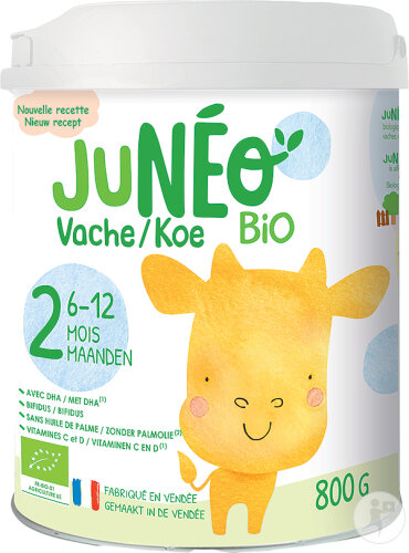 Juneo 2 Folgemilch Mit Kuhmilch 6-12 Monate Bio-Milchpulver 800g