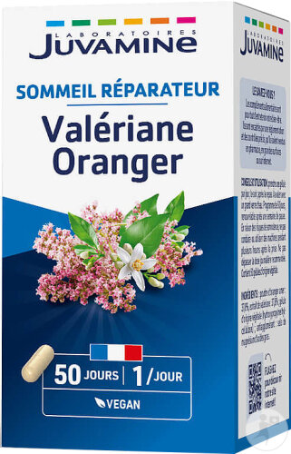 Juvamine Détente Baldrian Orangenbaum Erholsamer Schlaf Beruhigende Eigenschaften 50 Kapseln