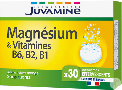 Juvamine Magnesium Und Vitamine B6 B2 B1 Natürliches Orangenaroma Zuckerfrei 30 Brausetabletten