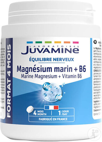 Juvamine Marine Magnesium Vitamin B6 Nervöses Gleichgewicht 120 Tabletten