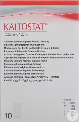 Kaltostat Calcium-Natriumalginat Wundverband 7,5x12cm Steril 10 Stück