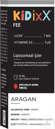 ixX Pharma KidixX Fe Eisen Liposomal & Vitamin D3 Wachstum & Vitalität Kinder Erdbeergeschmack 30ml
