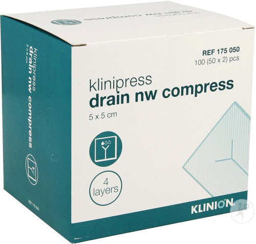 Klinion Drainagekompresse Non Woven 4-Fach 5x5cm 50x2 Stück  (4175050)