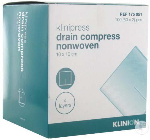 Klinion Klinipress Drainage Kompressen Nonwoven 10x10cm 50x2 Stück (175051 )