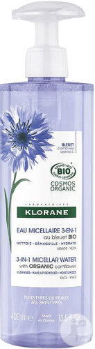Klorane Bio-Kornblume Mizellenwasser 3in1 Reinigt Entfernt Make-up & Spendet Feuchtigkeit 400ml