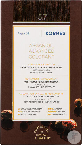Korres Advanced Arganöl Permanente Haarfarbe Mit Pflanzenextrakten 5.7 Schokolade 1 Kit