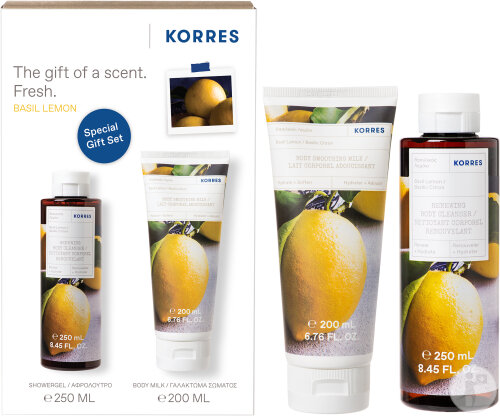 Korres Geschenkbox Basilikum-Zitrone Duschgel 250ml + Körpermilch 200ml