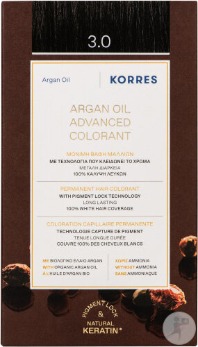 Korres Permanente Haarfarbe Arganöl 3.0 Dunkelbraun 1 Kit