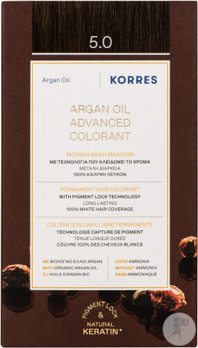 Korres Permanente Haarfarbe Arganöl 5.0 Hellbraun 1 Kit