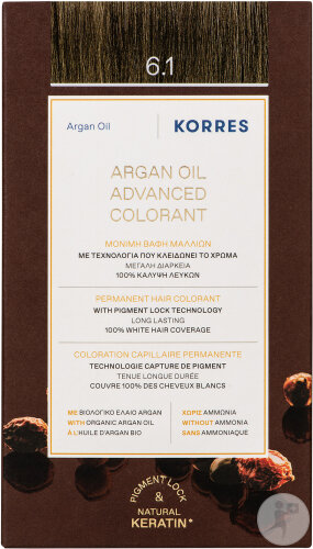 Korres Permanente Haarfarbe Arganöl 6.1 Asch Dunkelblond 1 Kit