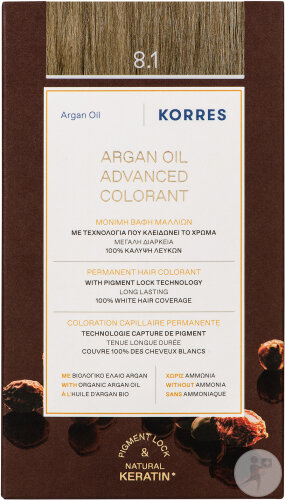 Korres Permanente Haarfarbe Arganöl 6.1 Asch Hellblond 1 Kit