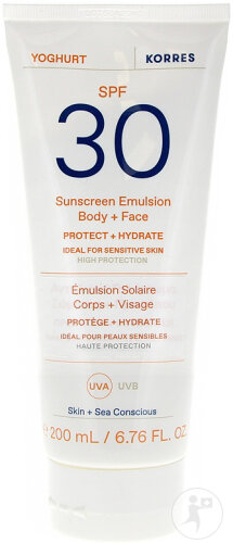 Korres Yoghurt Sonnenschutz Emulsion SPF30 Körper Und Gesicht 200ml 