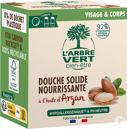 L'Arbre Vert Well-Being Pflegendes Festes Duschgel Mit Arganöl Für Gesicht Und Körper 75g