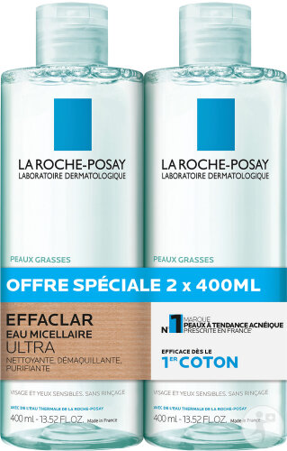 La Roche-Posay Effaclar Ultra Reinigendes Mizellenwasser Fettige Haut 2x400ml