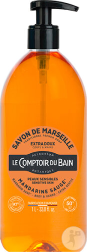 Le Comptoir Du Bain Flüssige Mandarinen-Salbei-Seife Flasche 1l