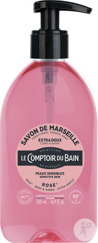 Le Comptoir Du Bain Marseiller Flüssigseife Rose Empfindliche Haut Pumpflasche 500ml